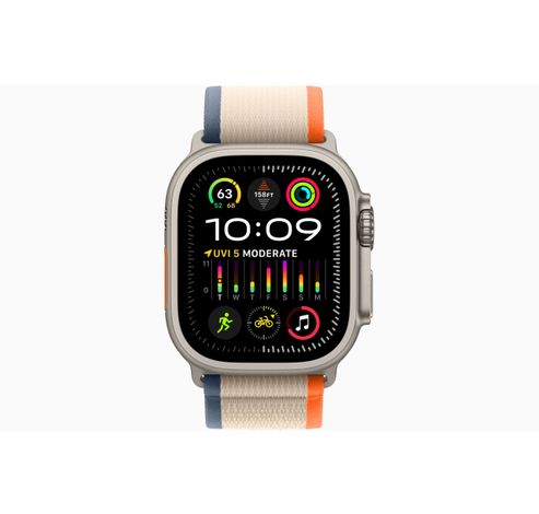 Apple Watch Ultra 2 GPS + Cellular, 49mm Titanium Case with Orange/Beige Trail Loop - S/M  Apple