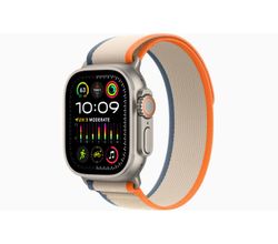 Apple Watch Ultra 2 GPS + Cellular, 49mm Titanium Case with Orange/Beige Trail Loop - M/L Apple