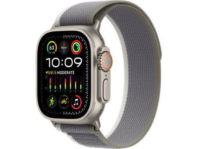 Apple Watch Ultra 2 GPS + Cellular, 49mm Titanium Case with Green/Grey Trail Loop - S/M