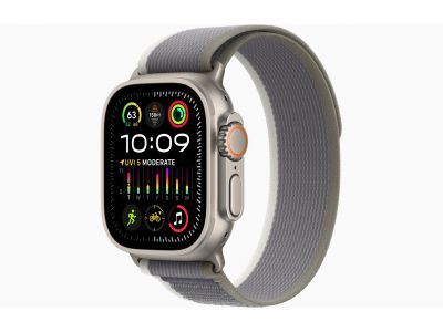 Apple Watch Ultra 2 GPS + Cellular, 49mm Titanium Case with Green/Grey Trail Loop - M/L