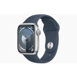 Apple Apple Watch Series 9 GPS 45mm Silver Aluminium Case with Storm Blue Sport Band - S/M 