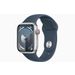 Apple Watch Series 9 GPS + Cellular 41mm Silver Aluminium Case with Storm Blue Sport Band - S/M 