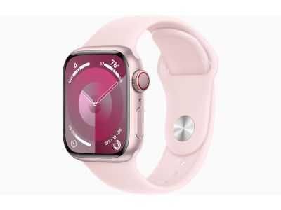 Apple Watch Series 9 GPS + Cellular 41mm Pink Aluminium Case with Light Pink Sport Band - S/M