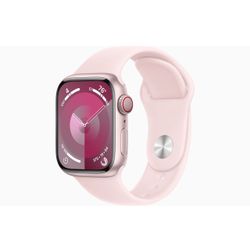 Apple Apple Watch Series 9 GPS + Cellular 41mm Pink Aluminium Case with Light Pink Sport Band - M/L 