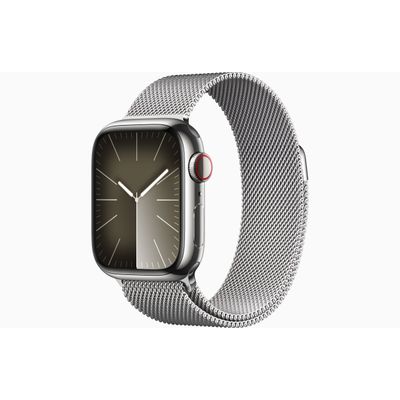 Apple Watch Series 9 GPS + Cellular 41mm Silver Stainless Steel Case with Silver Milanese Loop  Apple