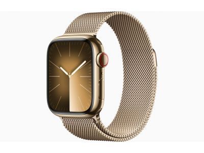 Apple Watch Series 9 GPS + Cellular 41mm Gold Stainless Steel Case with Gold Milanese Loop