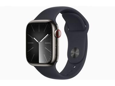 Apple Watch Series 9 GPS + Cellular 41mm Graphite Stainless Steel Case with Midnight Sport Band - S/M