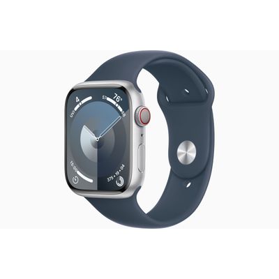 Apple Watch Series 9 GPS + Cellular 45mm Silver Aluminium Case with Storm Blue Sport Band - S/M  Apple