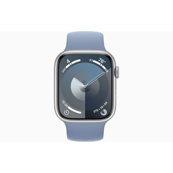 Apple Watch Series 9 GPS + Cellular 45mm Silver Aluminium Case with Winter Blue Sport Loop 