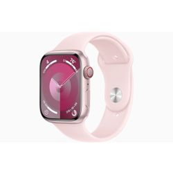 Apple Apple Watch Series 9 GPS + Cellular 45mm Pink Aluminium Case with Light Pink Sport Band - M/L 