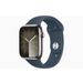 Apple Apple Watch Series 9 GPS + Cellular 45mm Silver Stainless Steel Case with Storm Blue Sport Band - M/L