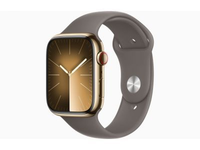 Apple Watch Series 9 GPS + Cellular 45mm Gold Stainless Steel Case with Clay Sport Band - S/M