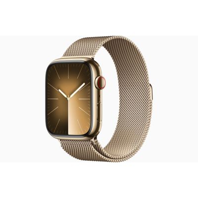 Apple Watch Series 9 GPS + Cellular 45mm Gold Stainless Steel Case with Gold Milanese Loop  Apple