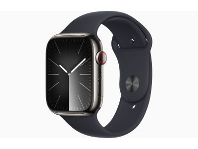 Apple Watch Series 9 GPS + Cellular 45mm Graphite Stainless Steel Case with Midnight Sport Band - S/M