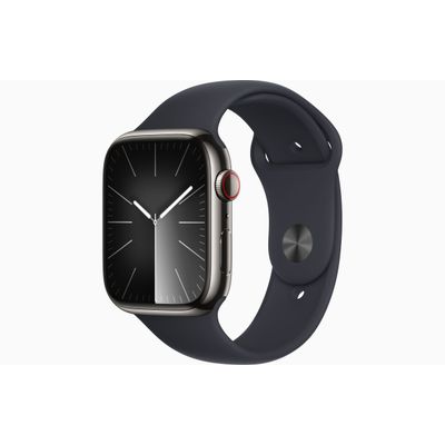 Apple Watch Series 9 GPS + Cellular 45mm Graphite Stainless Steel Case with Midnight Sport Band - S/M  Apple