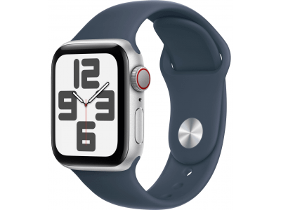 Apple Watch SE GPS 40mm Silver Aluminium Case with Storm Blue Sport Band - S/M