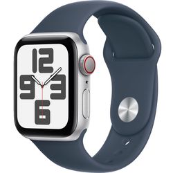 Apple Apple Watch SE GPS 40mm Silver Aluminium Case with Storm Blue Sport Band - S/M