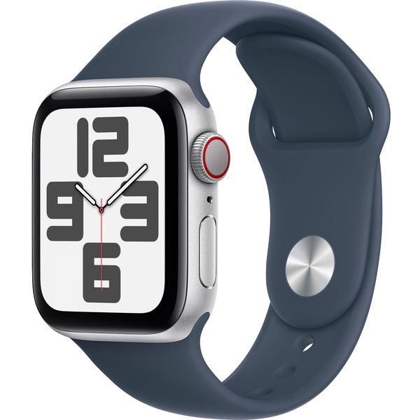 Apple Apple Watch SE GPS 40mm Silver Aluminium Case with Storm Blue Sport Band - M/L