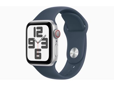 Apple Watch SE GPS + Cellular 40mm Silver Aluminium Case with Storm Blue Sport Band - S/M