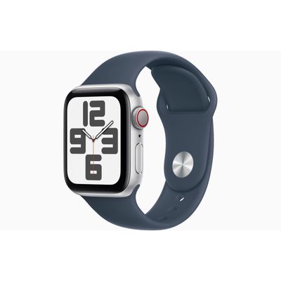 Apple Watch SE GPS + Cellular 40mm Silver Aluminium Case with Storm Blue Sport Band - S/M  Apple