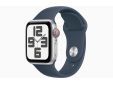 Apple Watch SE GPS + Cellular 40mm Silver Aluminium Case with Storm Blue Sport Band - M/L