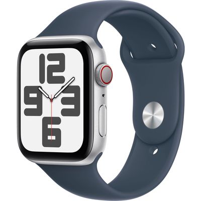 Apple Watch SE GPS + Cellular 44mm Silver Aluminium Case with Storm Blue Sport Band - S/M Apple