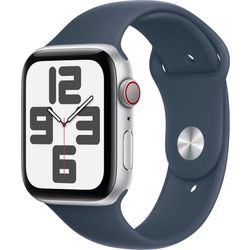 Apple Apple Watch SE GPS + Cellular 44mm Silver Aluminium Case with Storm Blue Sport Band - M/L 