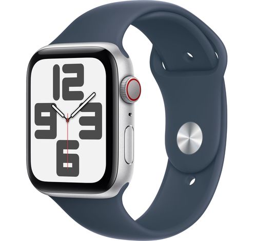 Apple Watch SE GPS + Cellular 44mm Silver Aluminium Case with Storm Blue Sport Band - M/L  Apple