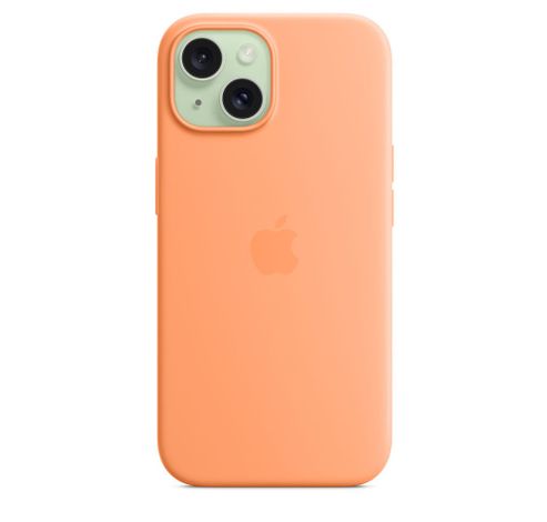  Coque en silicone avec MagSafe pour iPhone 15 - Sorbet à l’orange  Apple