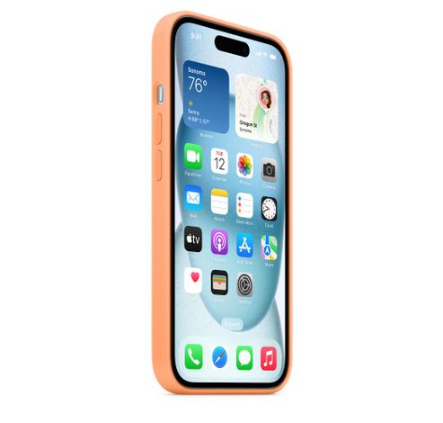  Coque en silicone avec MagSafe pour iPhone 15 - Sorbet à l’orange  Apple