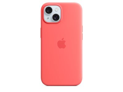 Coque en silicone avec MagSafe pour iPhone 15 - Goyave