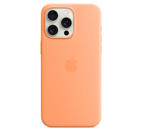 Coque en silicone avec MagSafe pour iPhone 15 Pro Max - Sorbet à l’orange  Apple