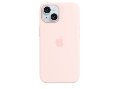 Coque en silicone avec MagSafe pour iPhone 15 - Rose Clair