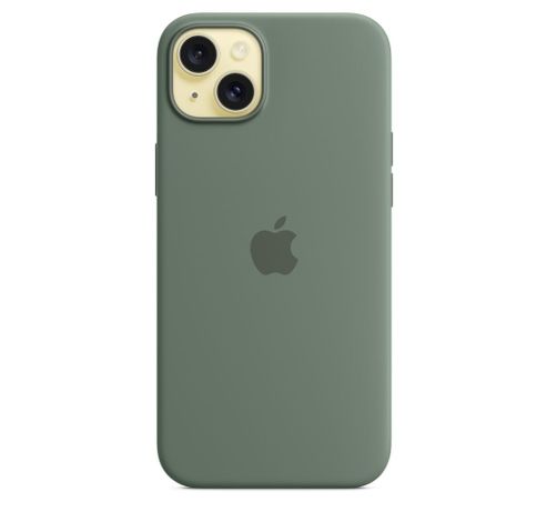 Coque en silicone avec MagSafe pour iPhone 15 Plus - Cyprès  Apple