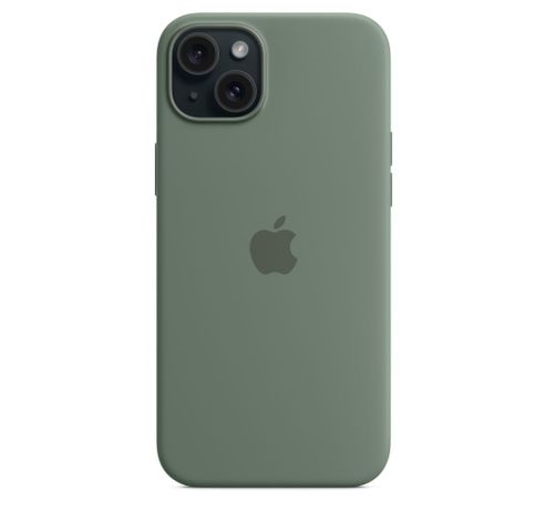 Coque en silicone avec MagSafe pour iPhone 15 Plus - Cyprès  Apple