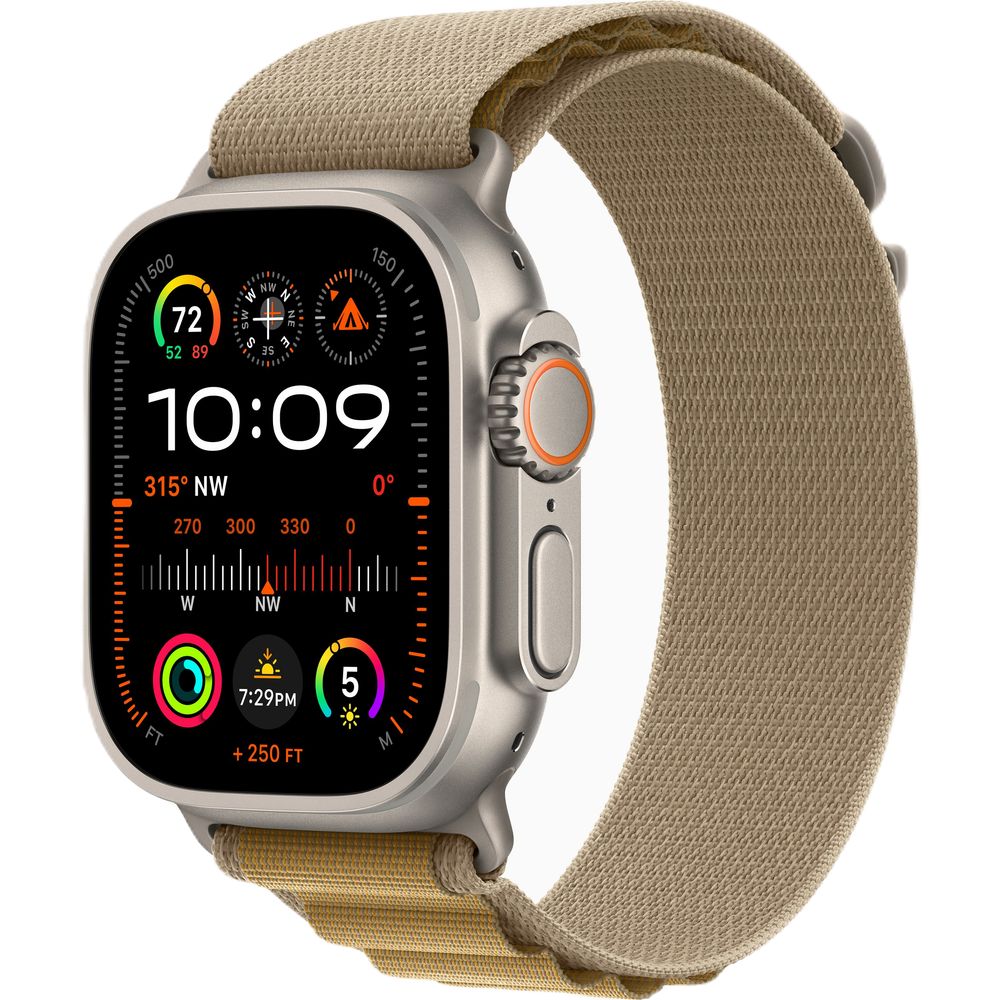 Apple Watch Ultra 2 GPS + Cellular 49mm Natural Titanium Case with Tan Alpine Loop - Large 