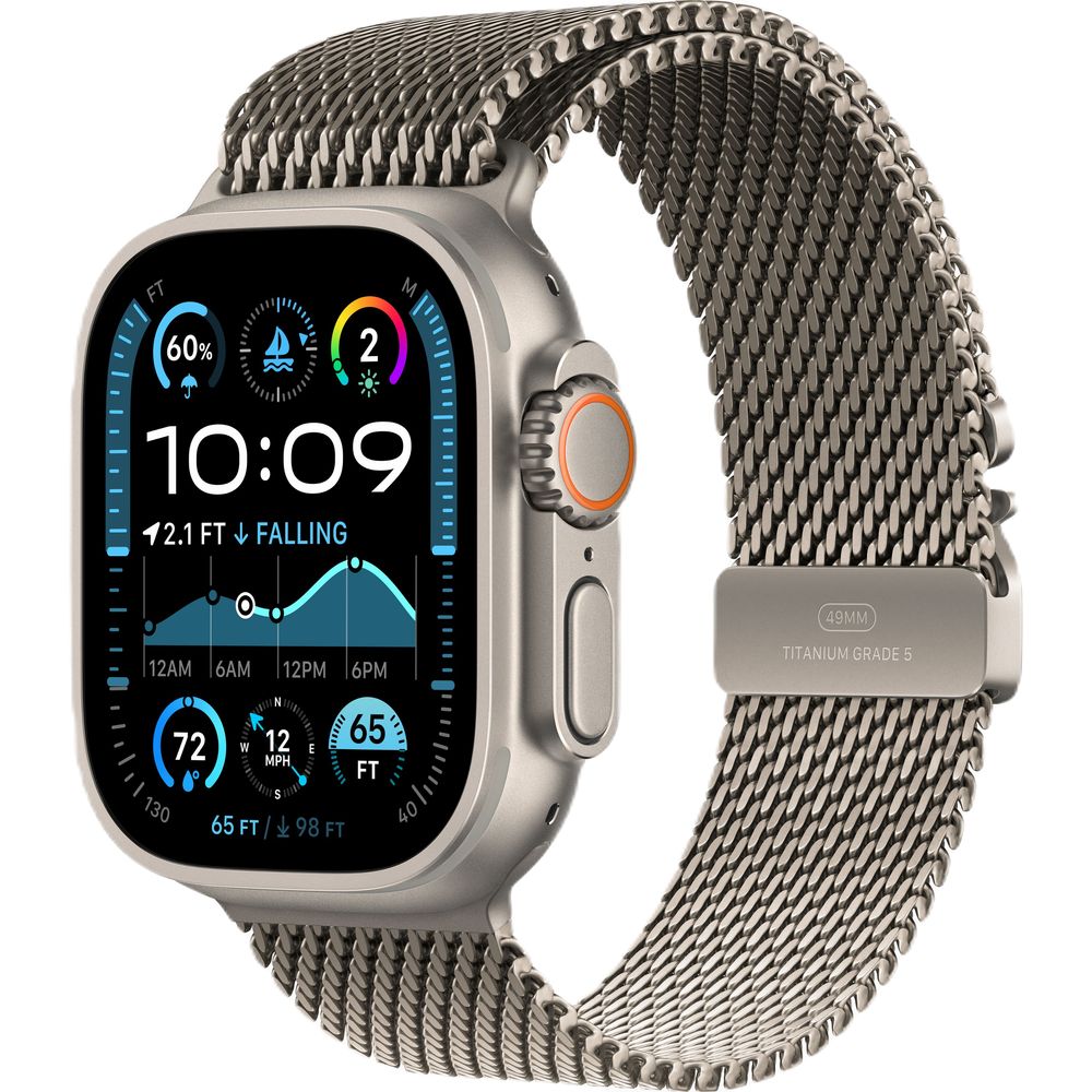 Apple Watch Ultra 2 GPS + Cellular 49mm Natural Titanium Case with Natural Titanium Milanese Loop - S 