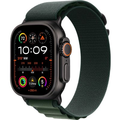 Apple Watch Ultra 2 GPS + Cellular 49mm Black Titanium Case with Dark Green Alpine Loop - Small  Apple