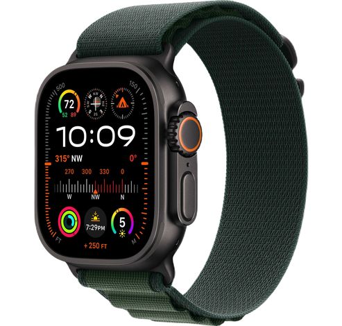 Apple Watch Ultra 2 GPS + Cellular 49mm Black Titanium Case with Dark Green Alpine Loop - Small  Apple