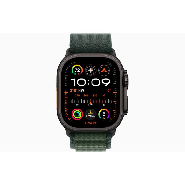 Apple Apple Watch Ultra 2 GPS + Cellular 49mm Black Titanium Case with Dark Green Alpine Loop - Small