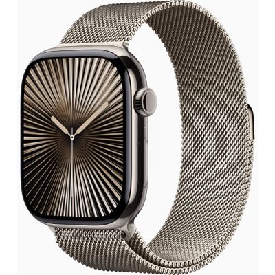 Apple Watch Series 10 GPS + Cellular 46mm Natural Titanium Case with Natural Milanese Loop - S/M  Apple