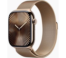 Apple Watch Series 10 GPS + Cellular 46mm Gold Titanium Case with Gold Milanese Loop - S/M Apple