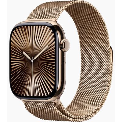 Apple Watch Series 10 GPS + Cellular 46mm Gold Titanium Case with Gold Milanese Loop - S/M Apple