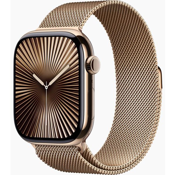 Apple Apple Watch Series 10 GPS + Cellular 46mm Gold Titanium Case with Gold Milanese Loop - M/L