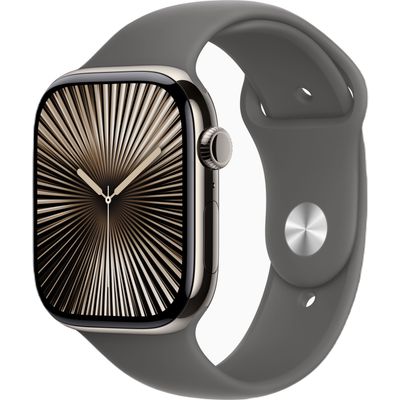 Apple Watch Series 10 GPS + Cellular 46mm Natural Titanium Case with Stone Grey Sport Band - S/M Apple