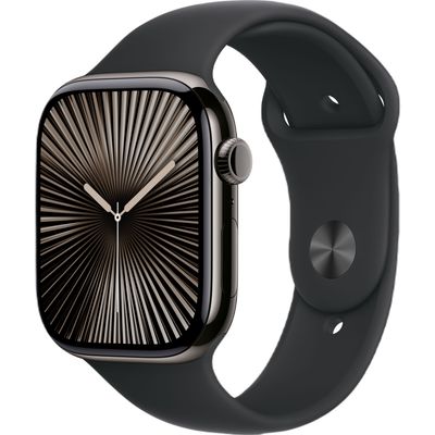 Apple Watch Series 10 GPS + Cellular 46mm Slate Titanium Case with Black Sport Band - S/M  Apple