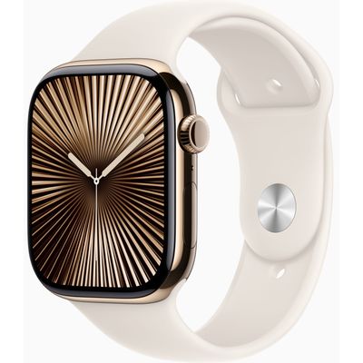 Apple Watch Series 10 GPS + Cellular 46mm Gold Titanium Case with Starlight Sport Band - S/M Apple