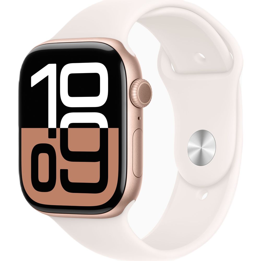 Apple Watch Series 10 GPS + Cellular 46mm Rose Gold Aluminium Case with Light Blush Sport Band - S/M 