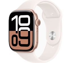 Apple Watch Series 10 GPS + Cellular 46mm Rose Gold Aluminium Case with Light Blush Sport Band - S/M Apple