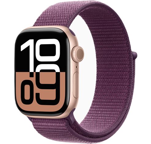 Apple Watch Series 10 GPS + Cellular 46mm Rose Gold Aluminium Case with Plum Sport Loop  Apple